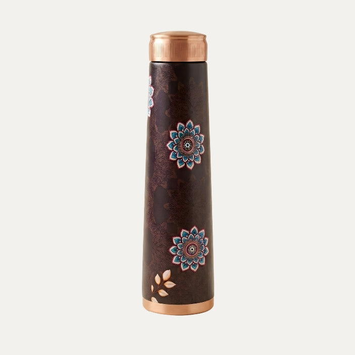 Pure Copper Gift Set – 1 Bottle & 2 Glasses | 1 Litre Modern Embossed Bottle | Ayurvedic Tamra Jal Set | Leak-Proof, Toxin-Free | Tamrit