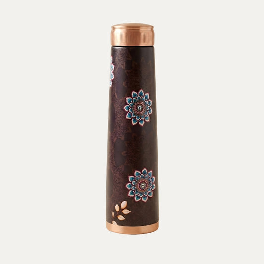 Pure Copper Gift Set – 1 Bottle & 2 Glasses | 1 Litre Modern Embossed Bottle | Ayurvedic Tamra Jal Set | Leak-Proof, Toxin-Free | Tamrit