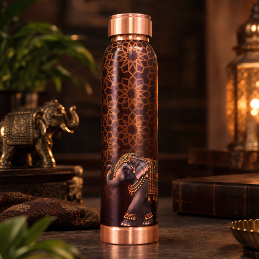 Tamrit CuPro Royal Elephant UV Embossed Copper Bottle 900 ml