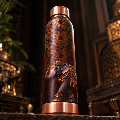 Tamrit CuPro Royal Elephant UV Embossed Copper Bottle 900 ml