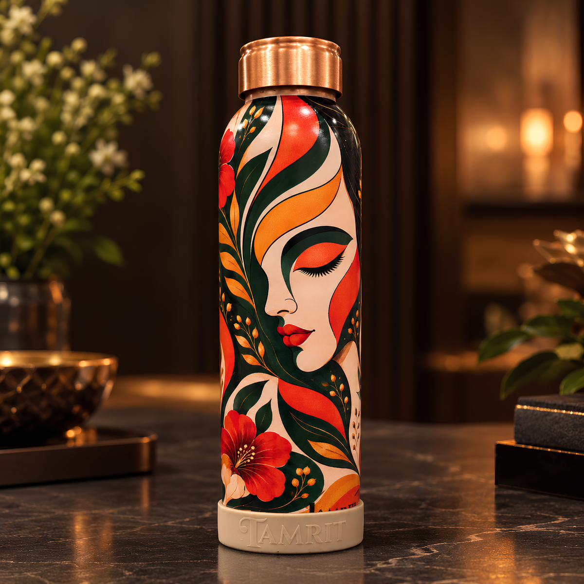 Tamrit CuPro Botanical Muse Copper Bottle | Pure Copper 1 Litre