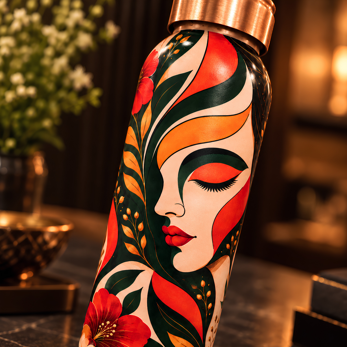 Tamrit CuPro Botanical Muse Copper Bottle | Pure Copper 1 Litre
