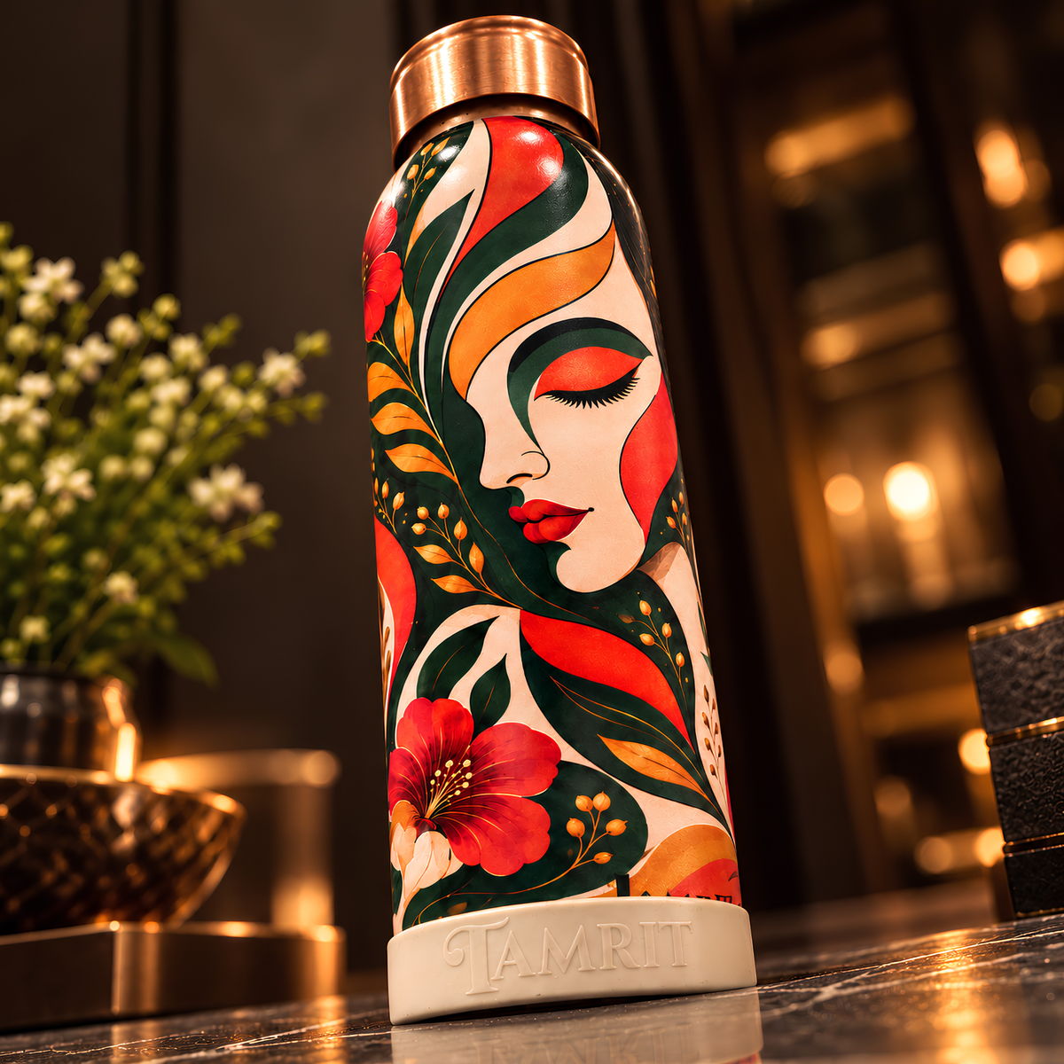 Tamrit CuPro Botanical Muse Copper Bottle | Pure Copper 1 Litre