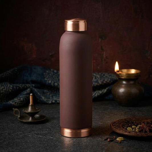 Pure Copper Coloured Water Bottle 1 Litre | Ayurvedic Copper Vessel for Drinking | Leak-Proof, Toxin-Free | Tamrit