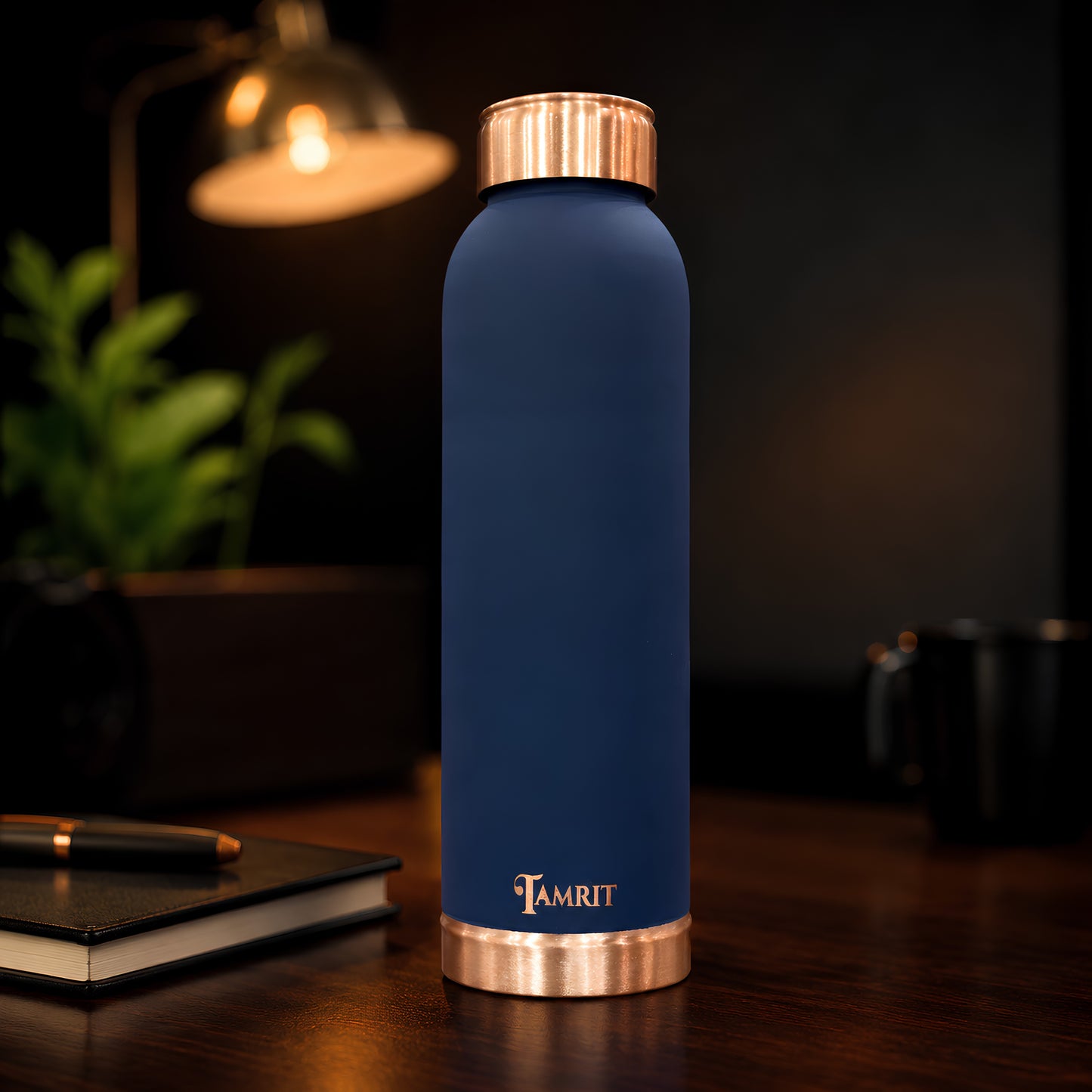 Tamrit CuPro premium navy blue pure copper water bottle 900ml