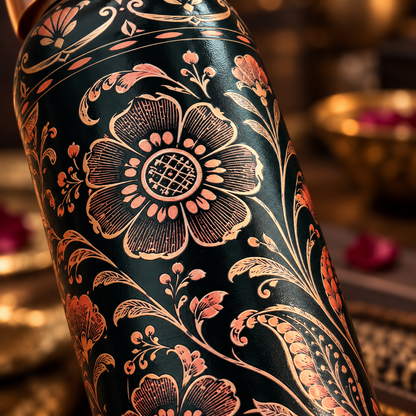 Tamrit CuPro Ornate Floral Copper Bottle | Pure Copper 1 Litre