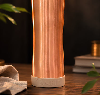 Tamrit copper bottle held to show 1 Litre pure copper matte finish